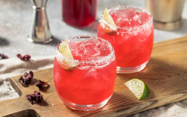 Cold Boozy Hibiscus Mezcal Margarita